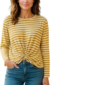 B4- medium cute yellow striped long sleeve size M LUSH